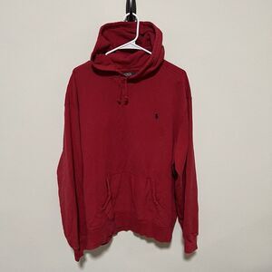 Vintage Polo Ralph Lauren Sweater Mens XXL Red Sport Heavy Hoodie Streetwear 90s